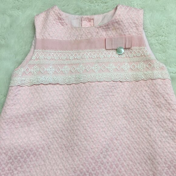 Pili Carrera Baby Girl Pink Lace Shift Dress Size 12 Months Made in Spain - Picture 2 of 11
